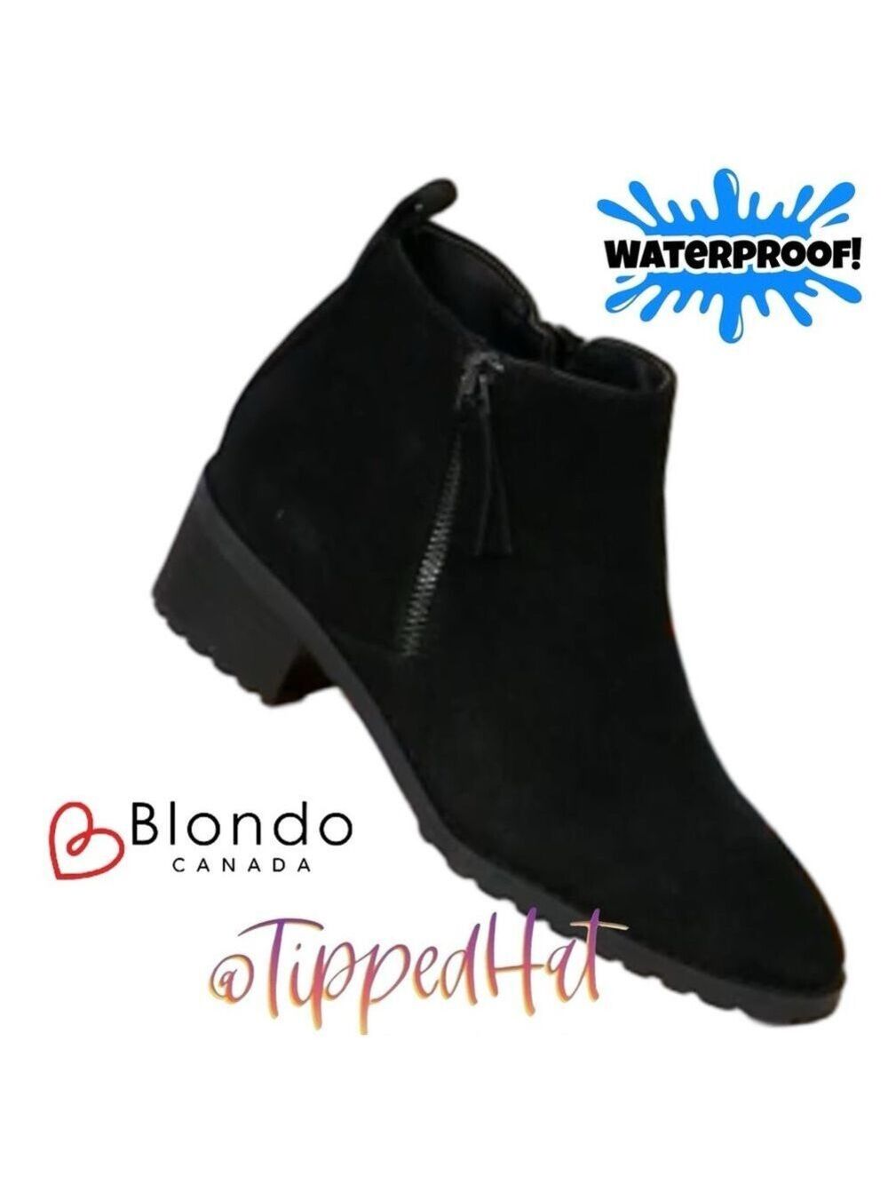 NWOB $150 Blondo ‘Samara’ Waterproof Boot – Black Suede – Size 6.5